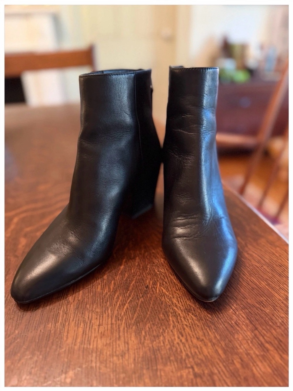 Dolce Vita Black Pointed-Toe Leather Ankle Booties